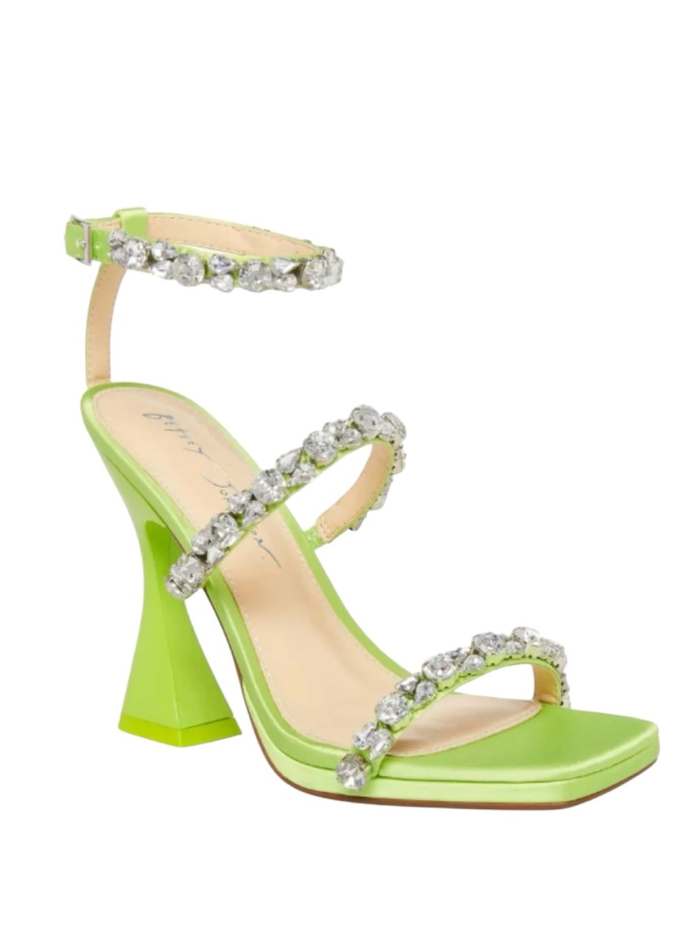 Betsey Johnson Crystal-Embellished Lime Green Women's Heeled Sandal - 8